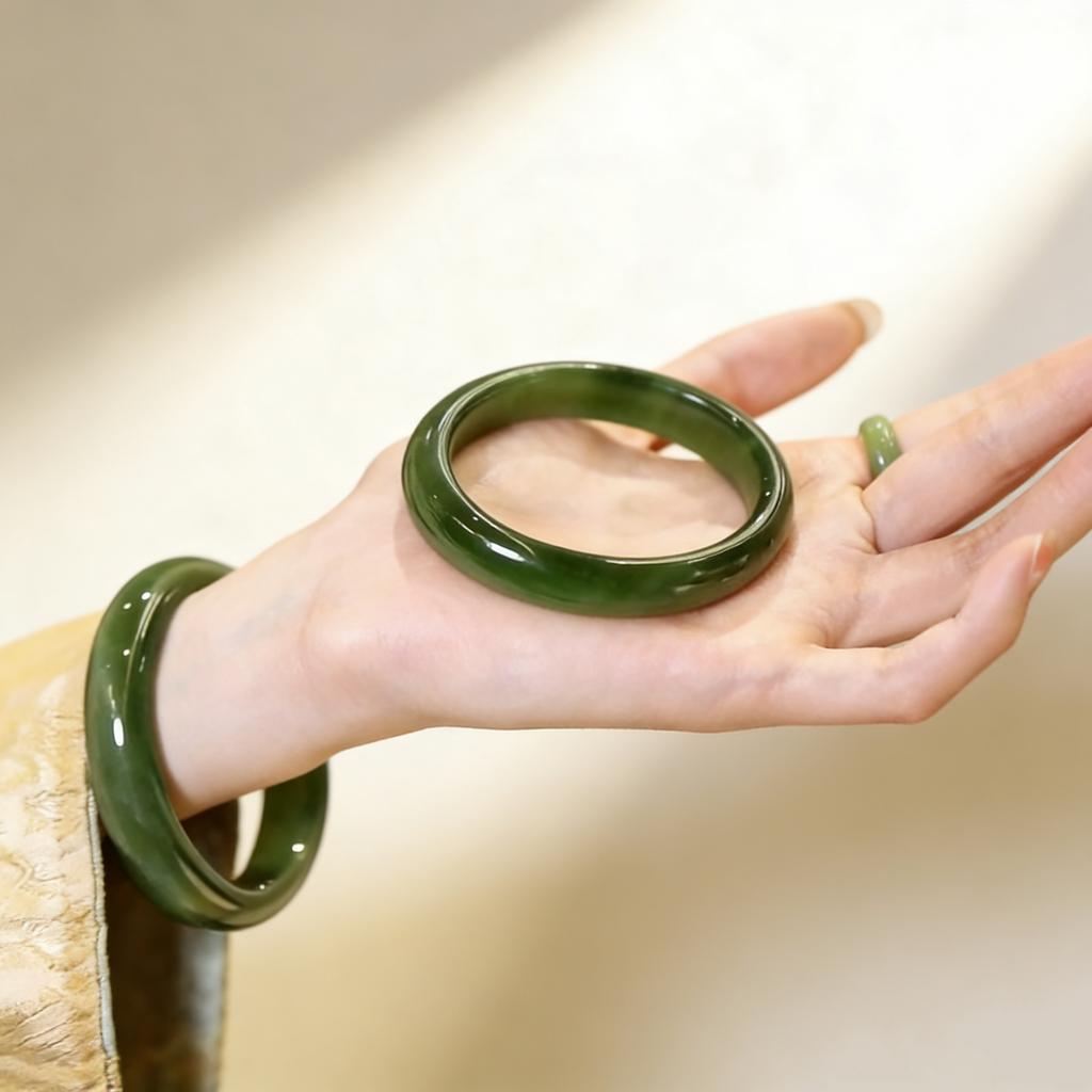 Natural Russian Jade Bangle