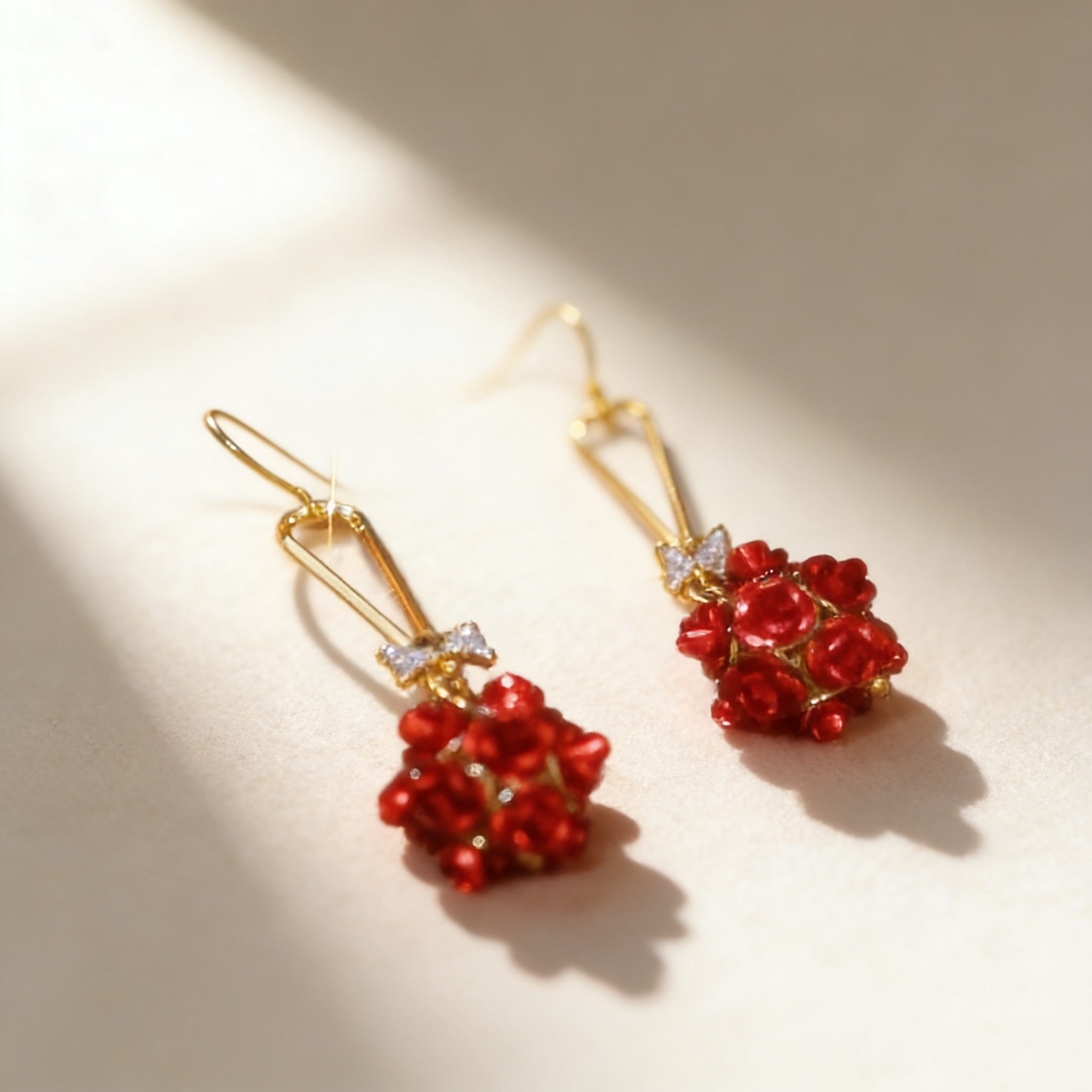 Red Rose Bow Earrings
