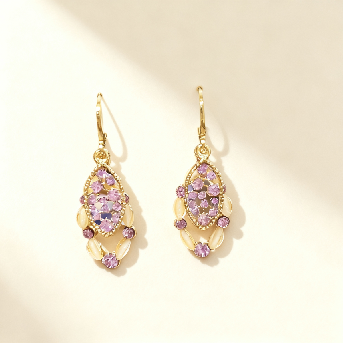 Amethyst Double-Layer Tassel Earrings