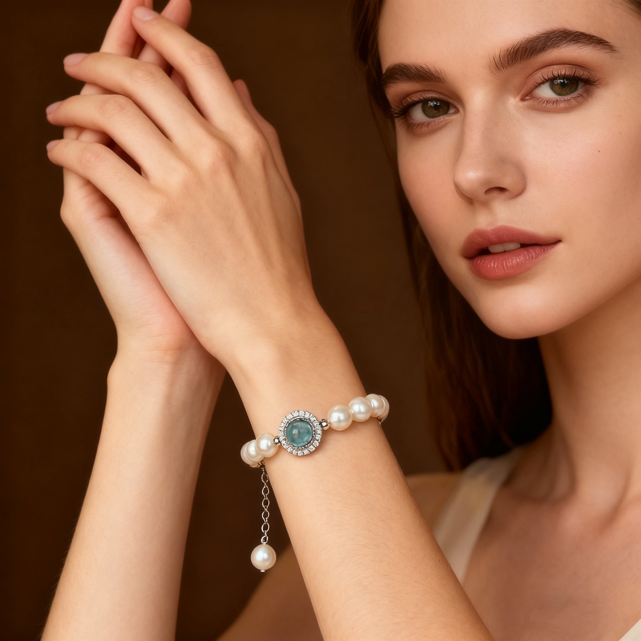 Aquamarine & Pearl Bracelet