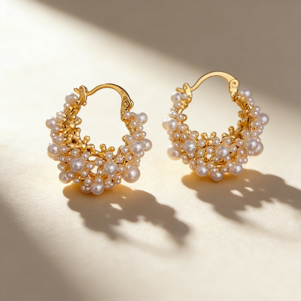 Hollow Basket Pearl Earrings