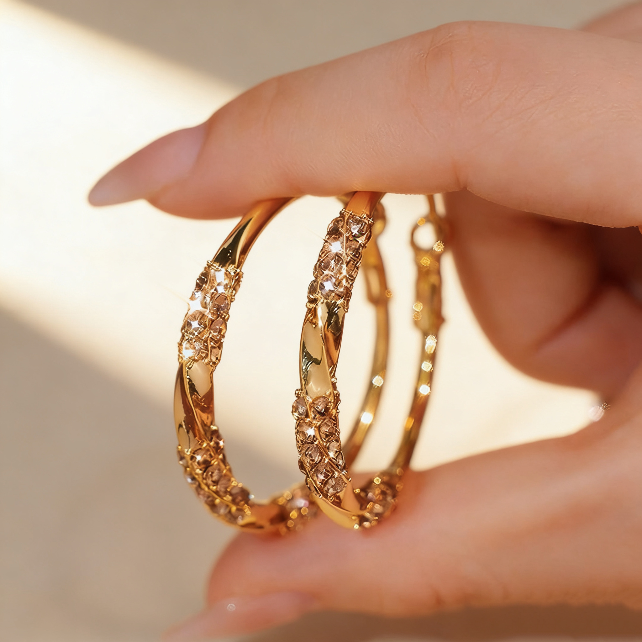 Vintage Diamond Hoop Earrings