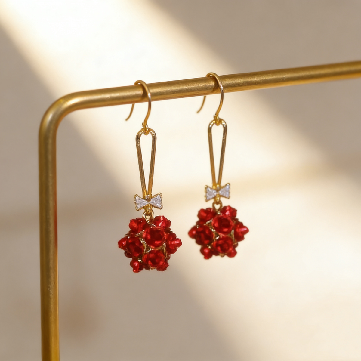 Red Rose Bow Earrings