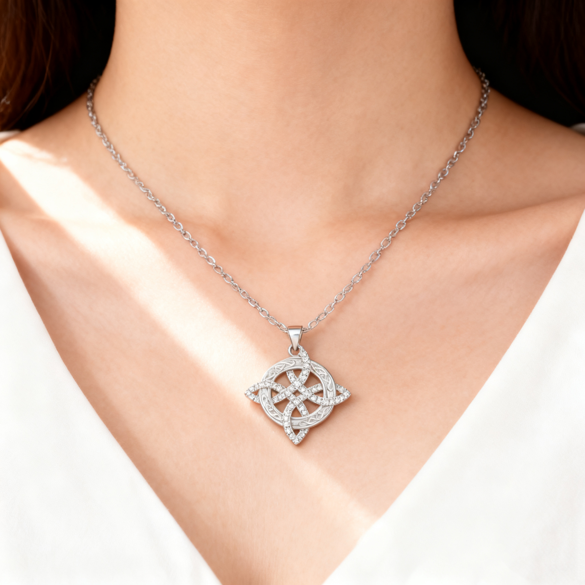 Celtic Knot Diamond Pendant Necklace