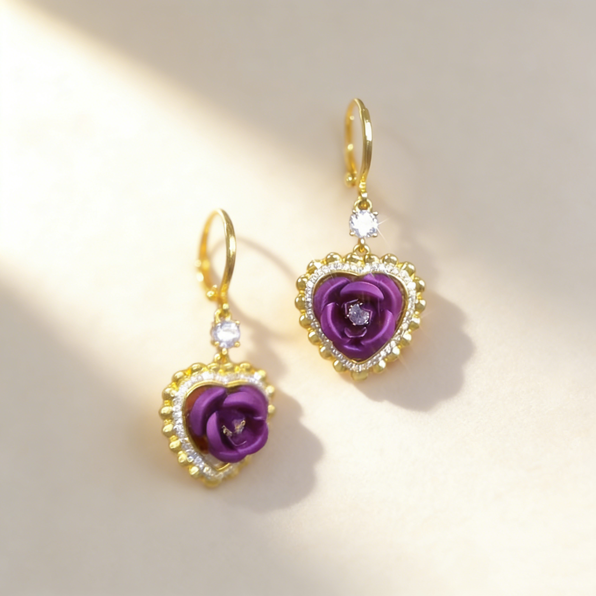 Heart Rose Earrings