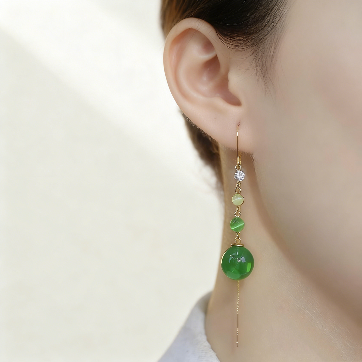 Green Agate Tassel Earrings