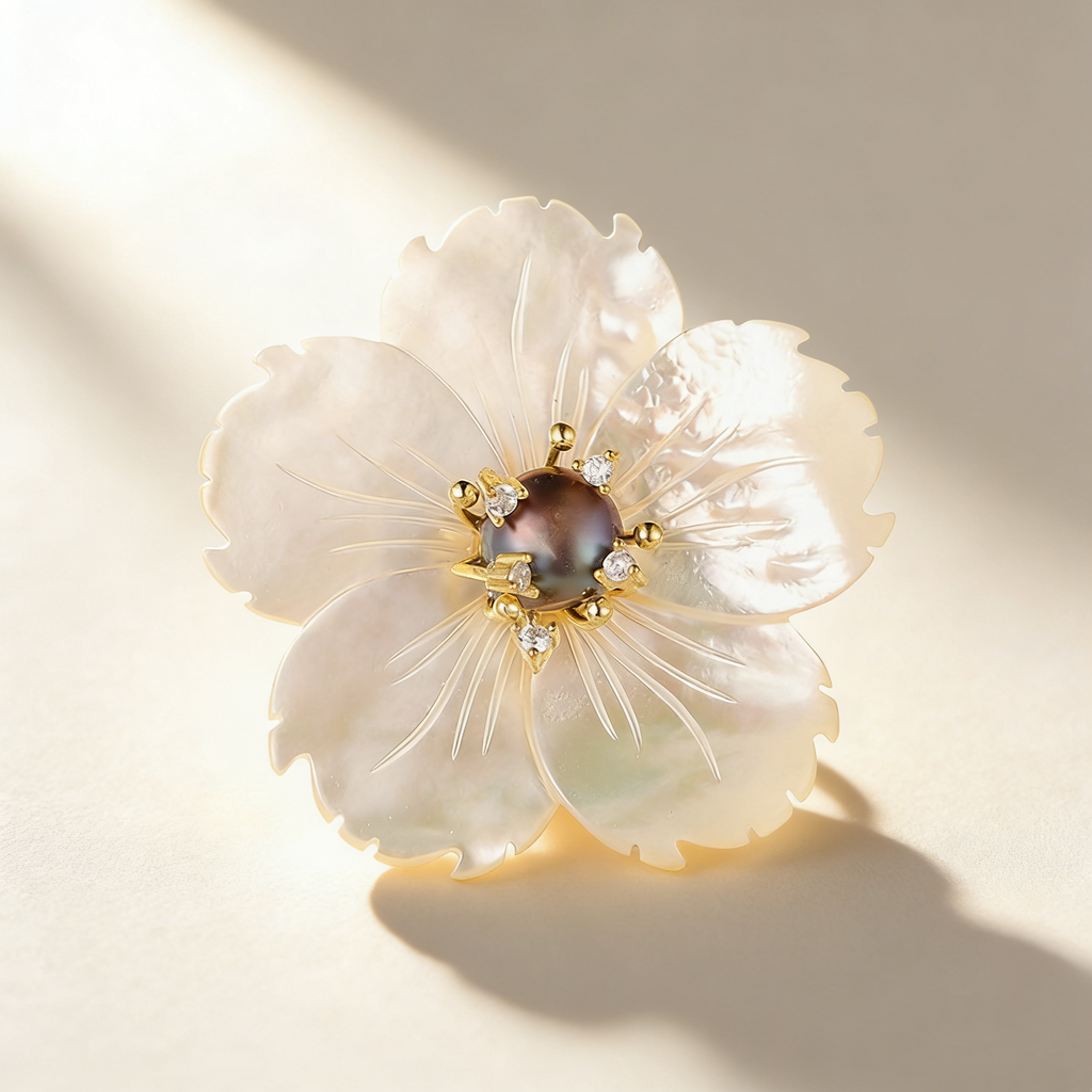 Natural Pearl Flower Brooch