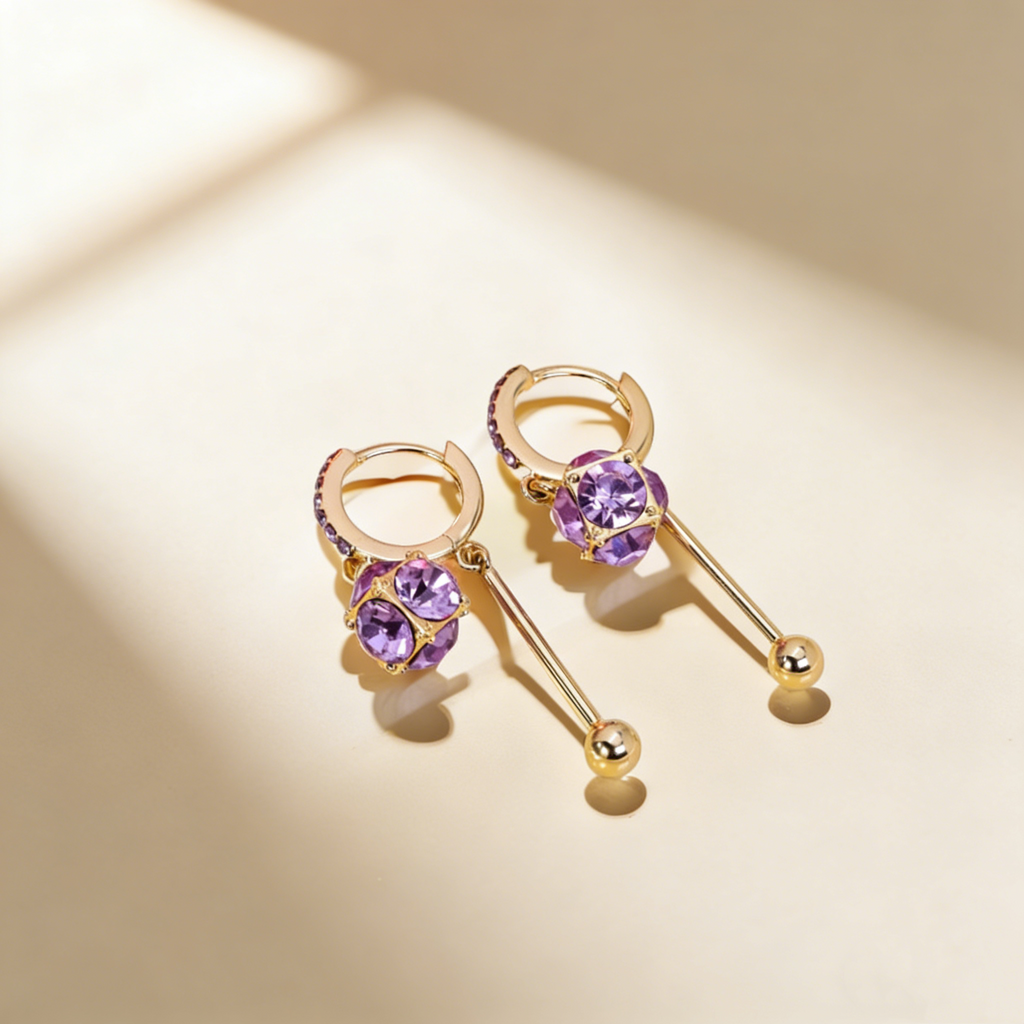 Natural Amethyst Tassel Drop Earrings