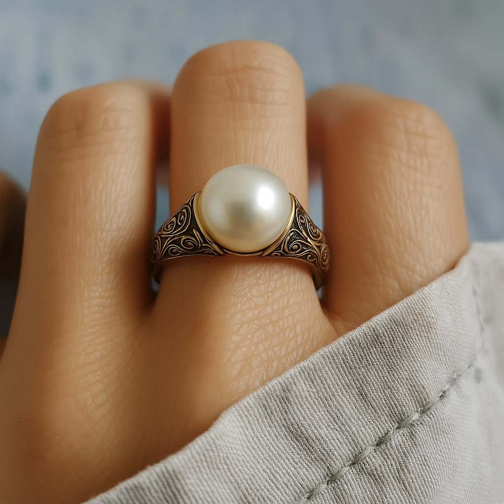 Theresia - Vintage Gold Ring with Pearl
