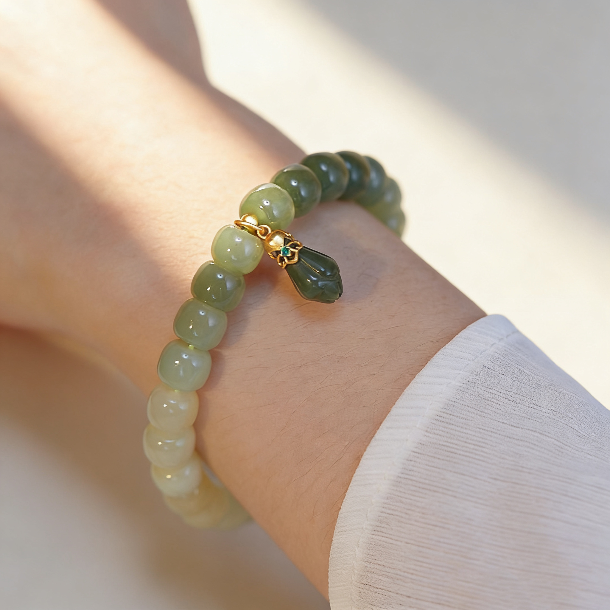 Gradient Jade Magnolia Bracelet