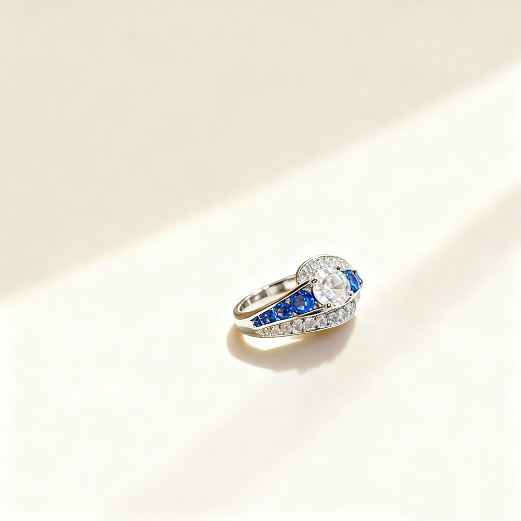 Pavé Aquamarine and Diamond Ring