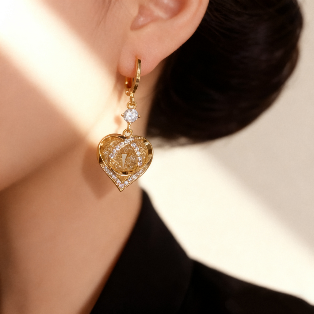 Heart Hollow Diamond Earrings