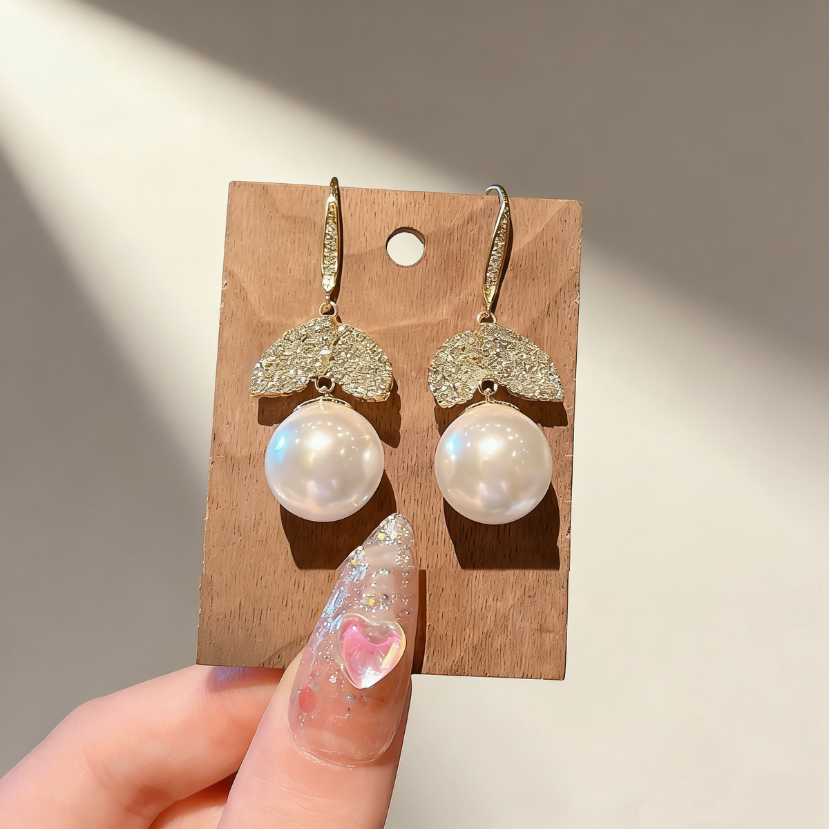 Leaf and Pearl Earrings