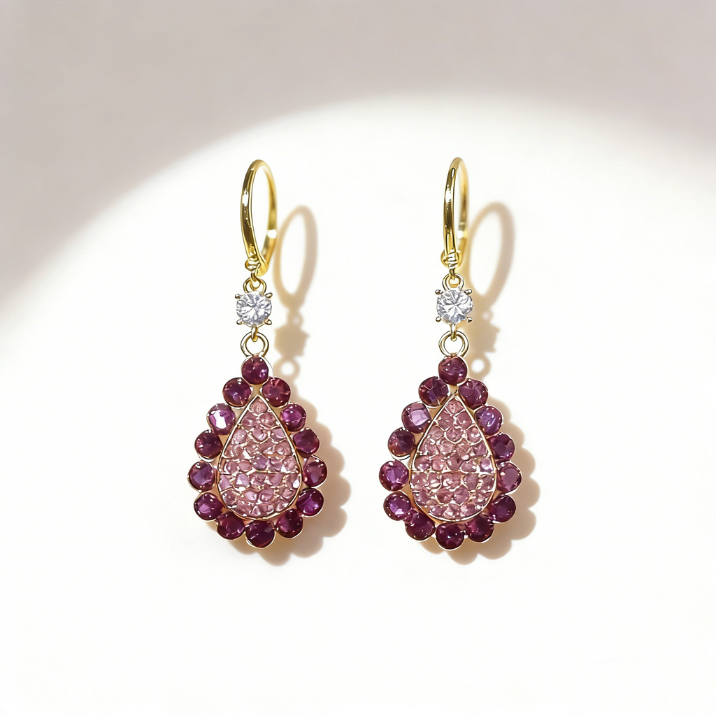 Timeless Elegance Purple Crystal Teardrop Earrings