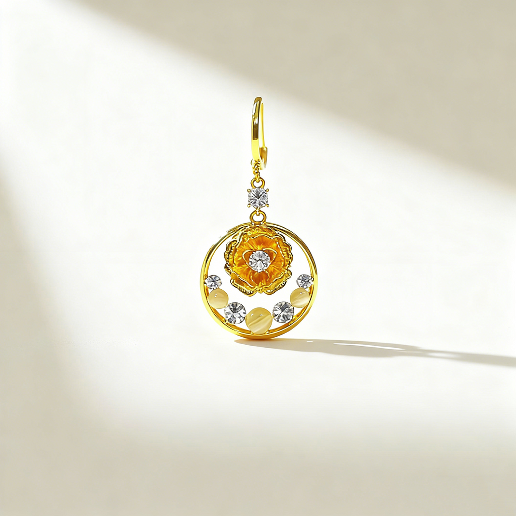 Golden Flower Diamond Earrings
