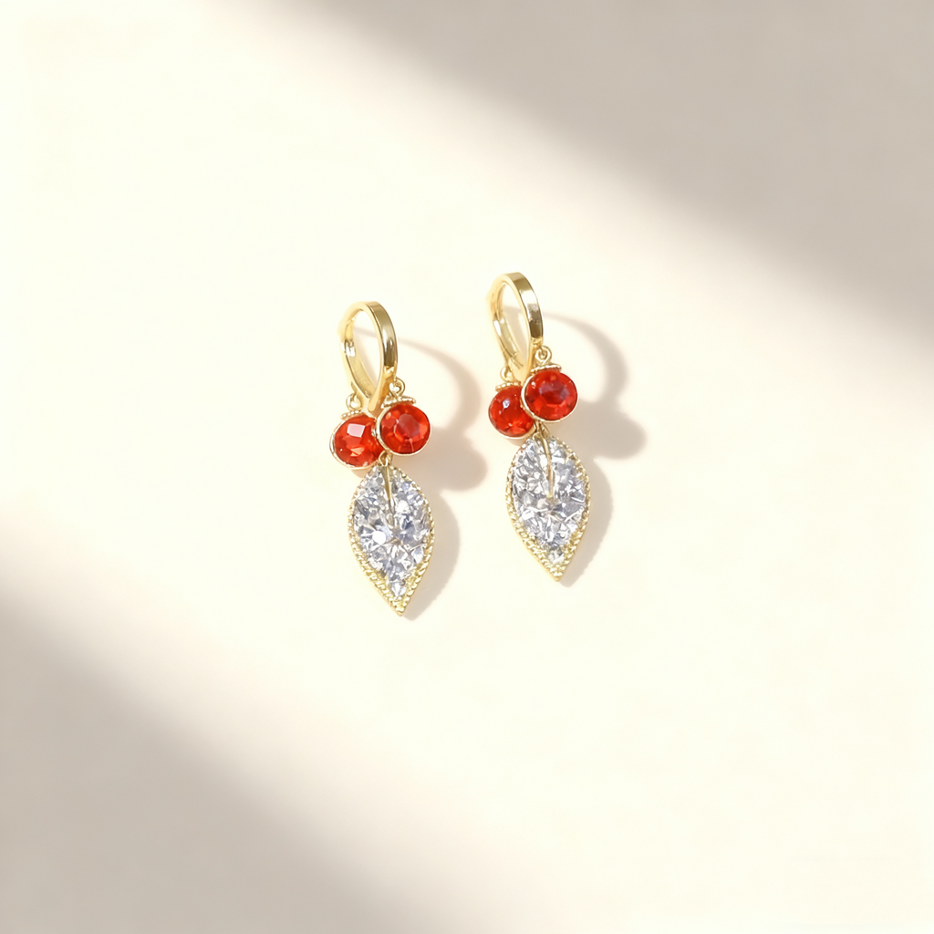Leaf Ruby Earrings