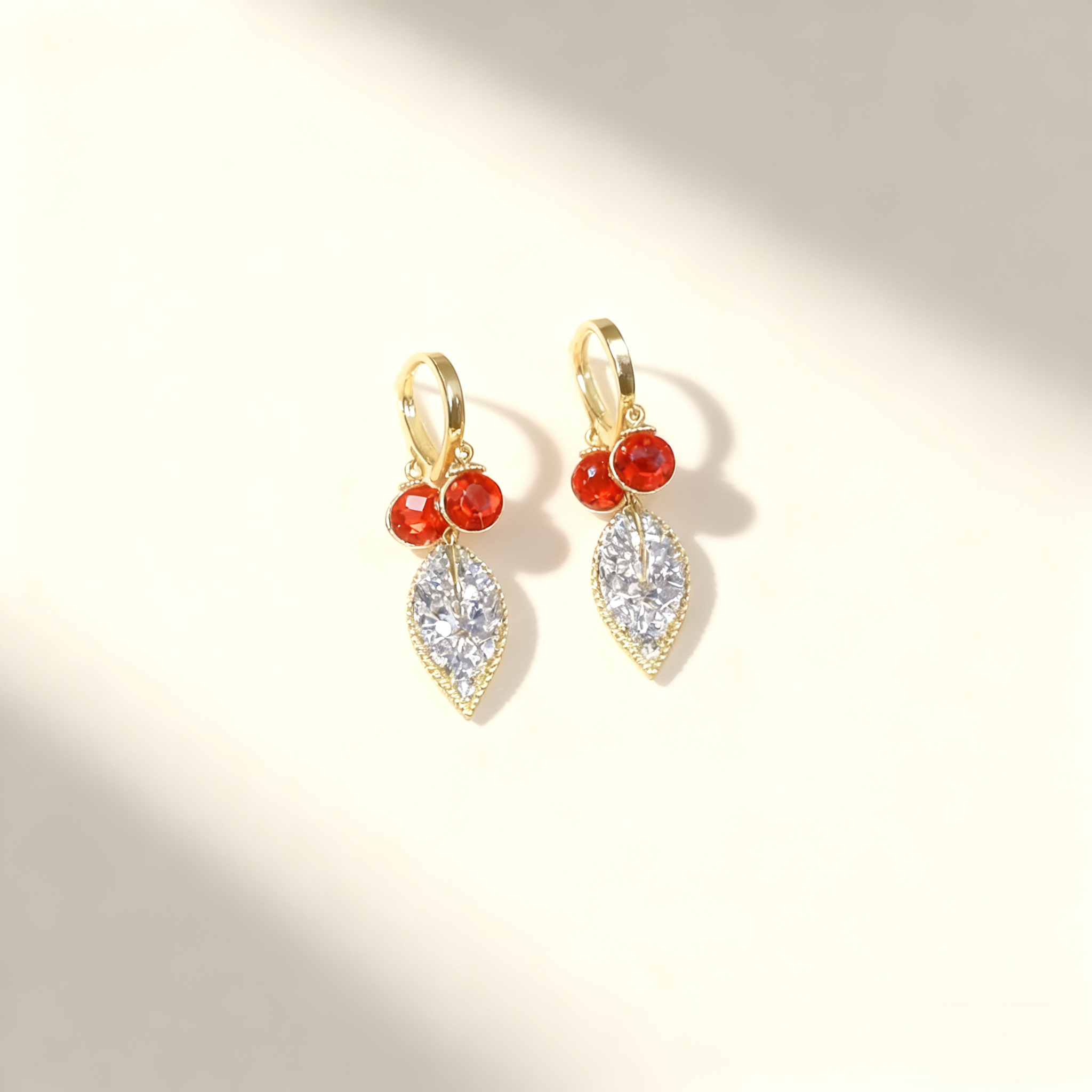 Leaf Ruby Earrings