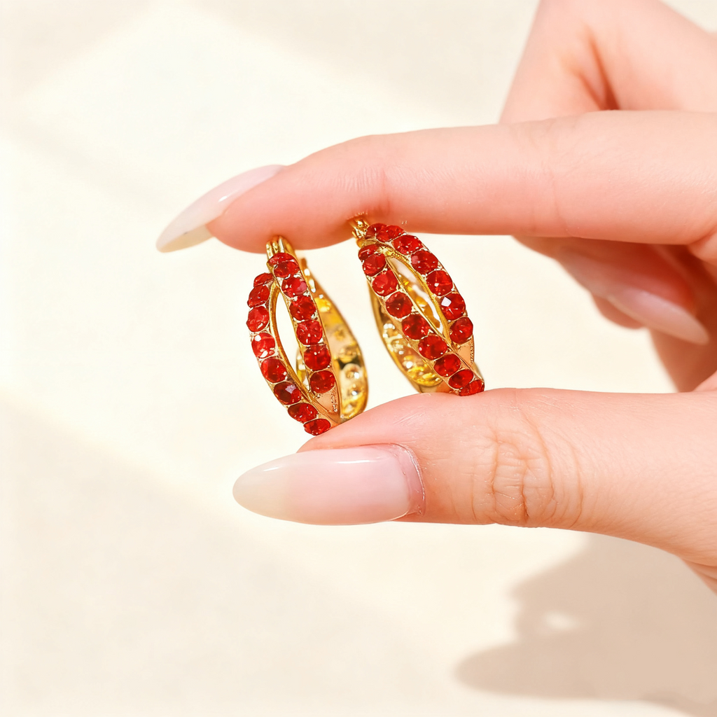 Interlocking Ruby Earrings