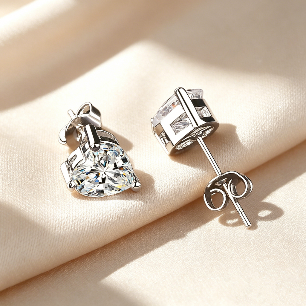 Heart Cut Moissanite Stud Earrings