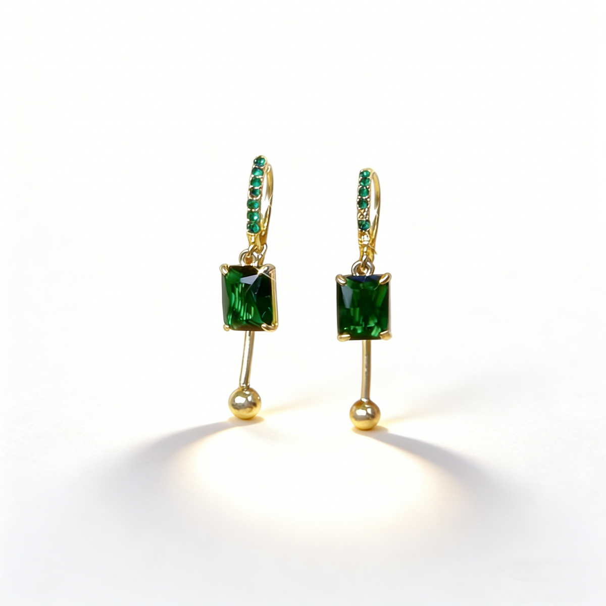 Natural Crystal Double-Layer Earrings