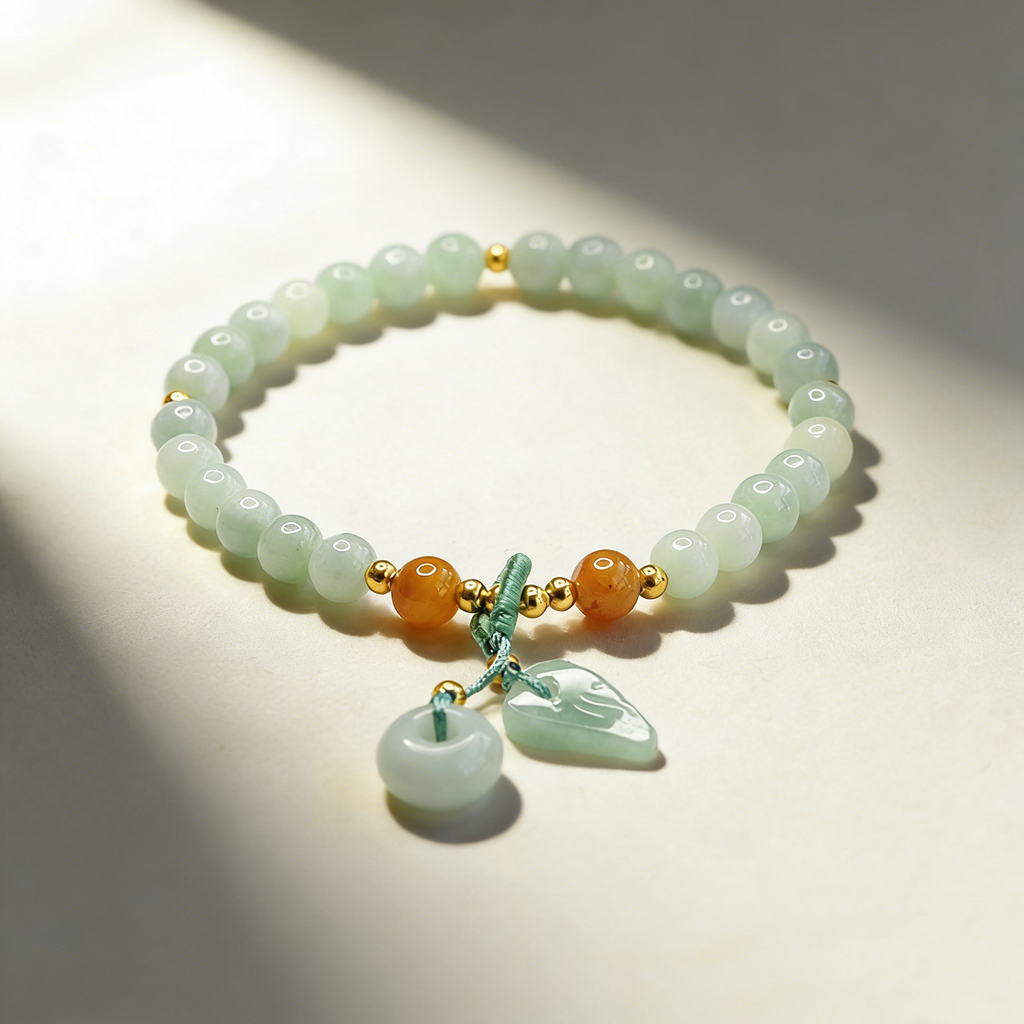Natural Jade Peace Buckle Beaded Bracelet