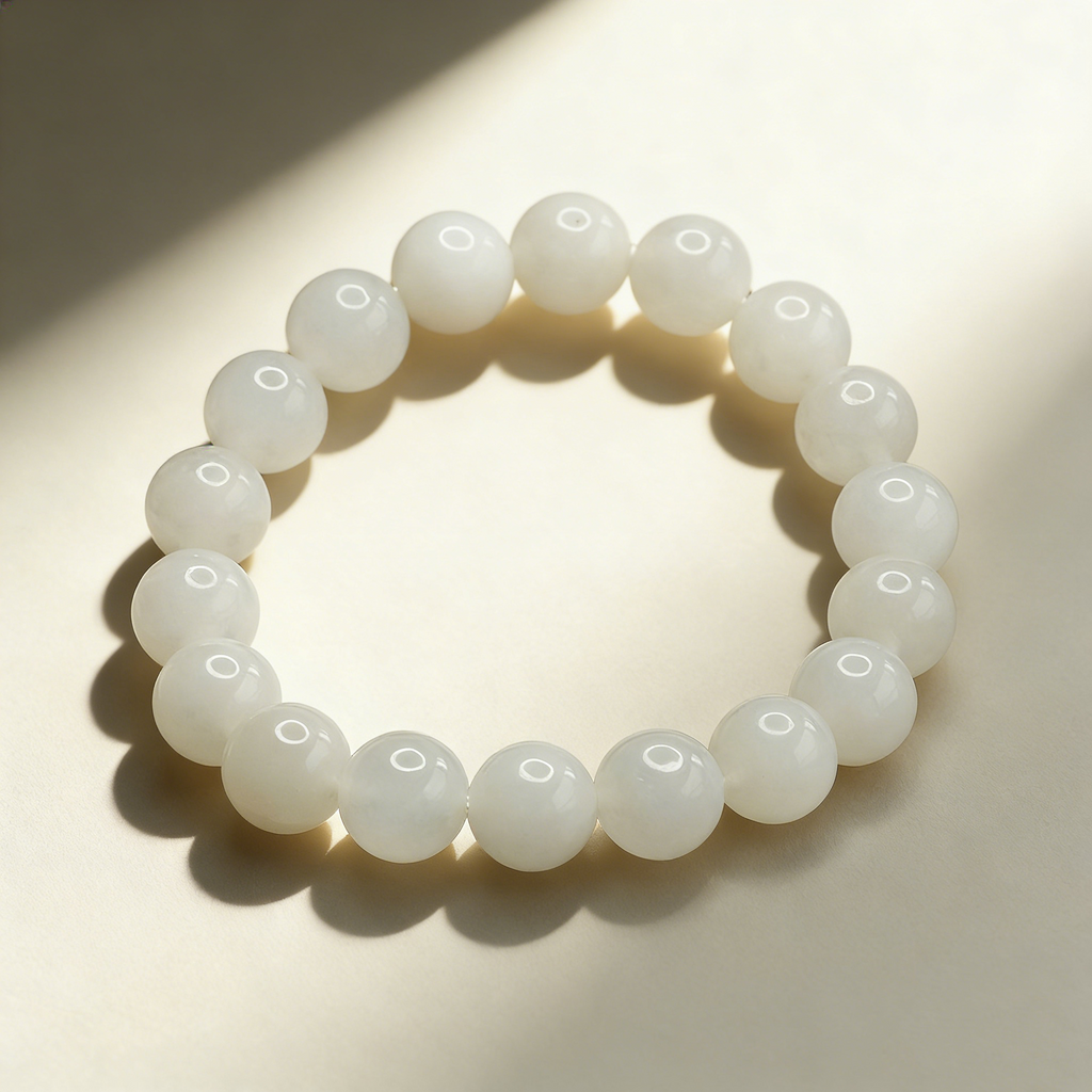 White Jade Beaded Bracelet
