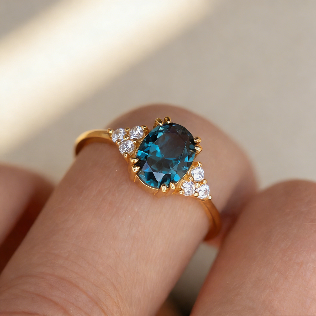 Natural Blue Crystal Ring