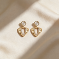 Classic Elegant Heart Pendant Stud Earrings