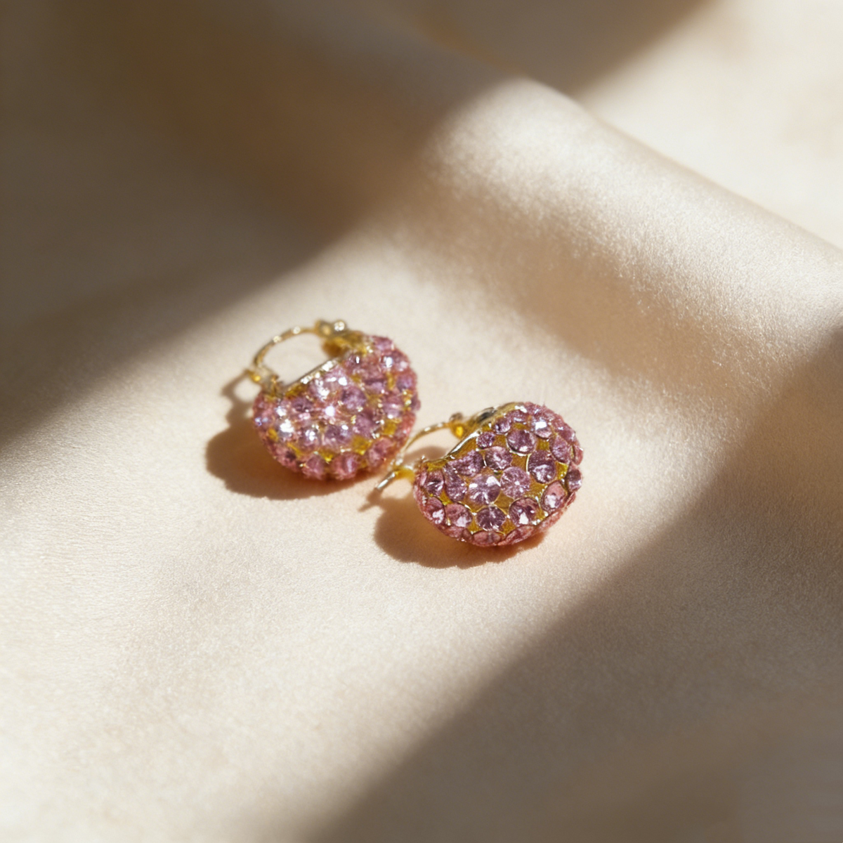 Hollow Basket Natural Crystal Earrings