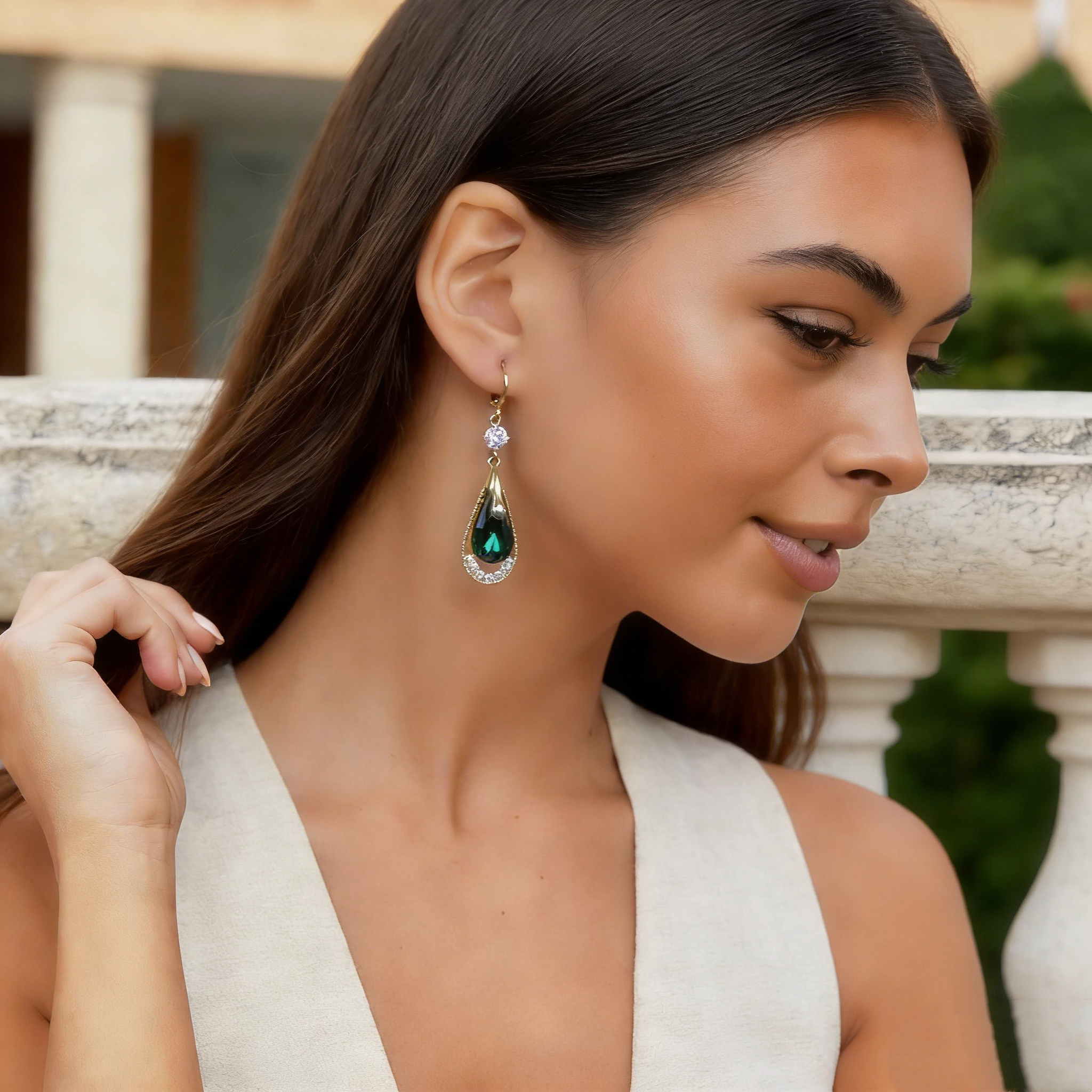 Elegant Natural Amethyst Waterdrop Earrings