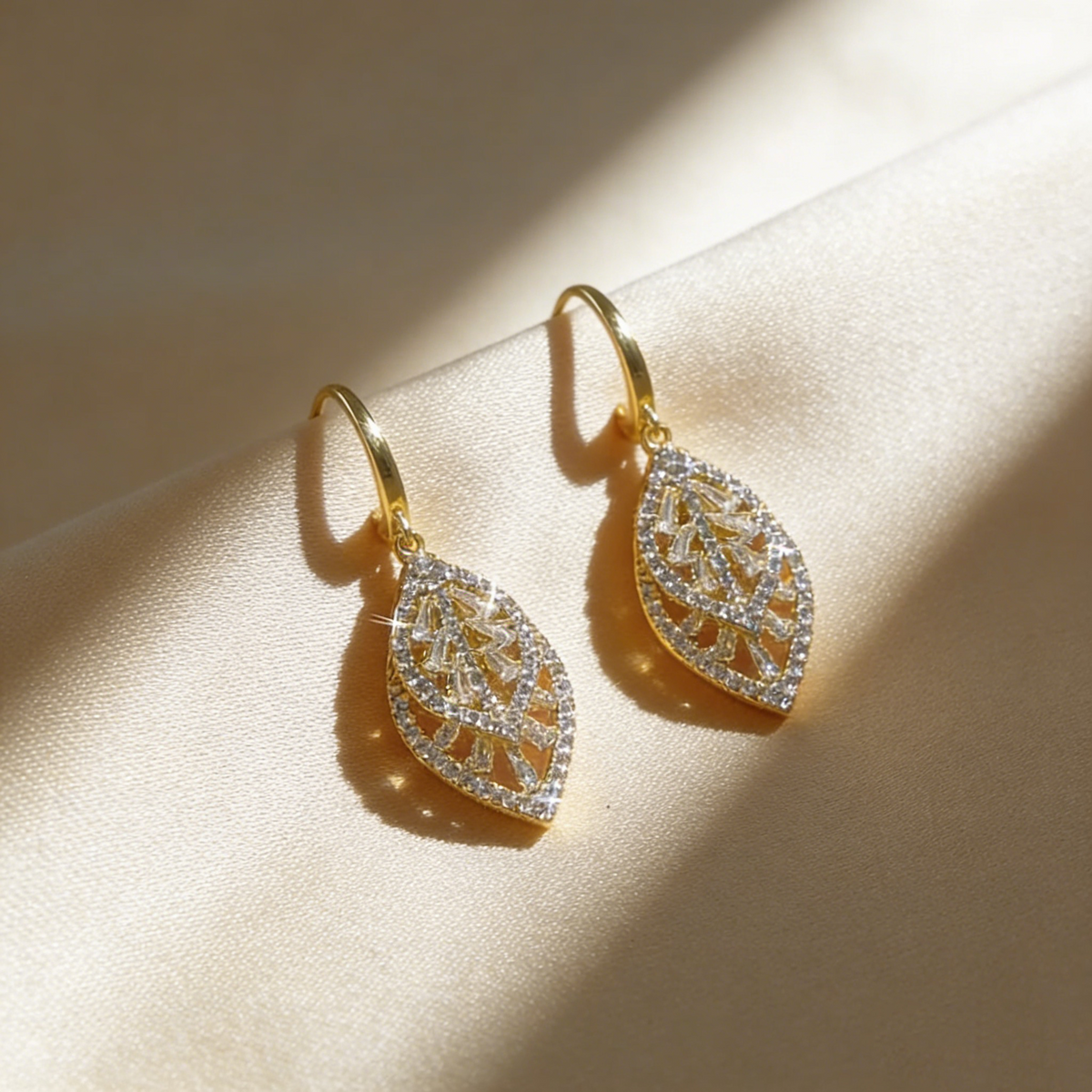 Elegant Double Leaf Drop Earrings