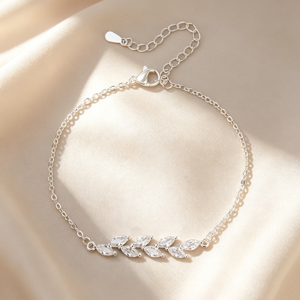 Marquise Moissanite Olive Branch Bracelet