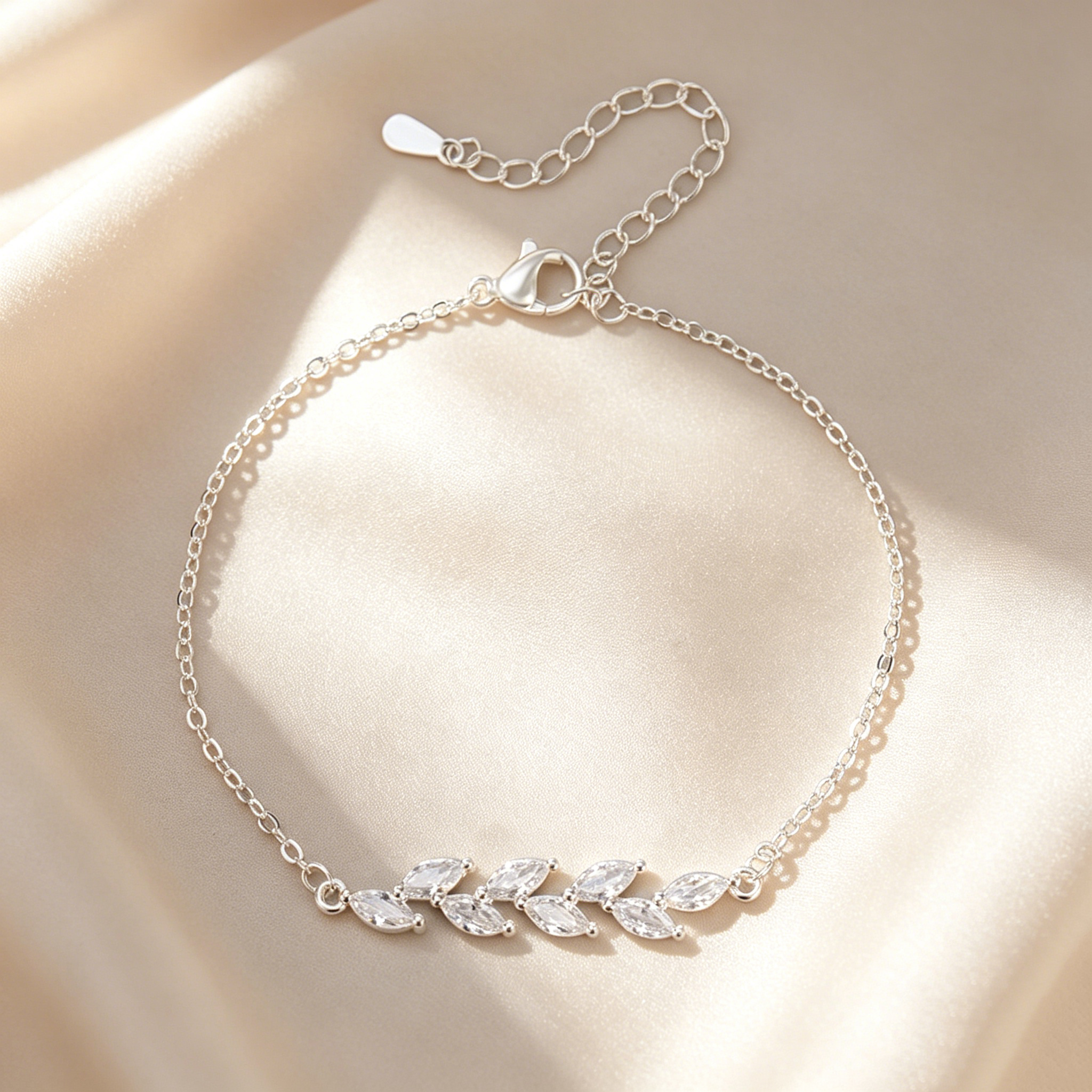 Marquise Moissanite Olive Branch Bracelet