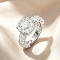 Twisted Band Multi-Layer Halo Moissanite Ring