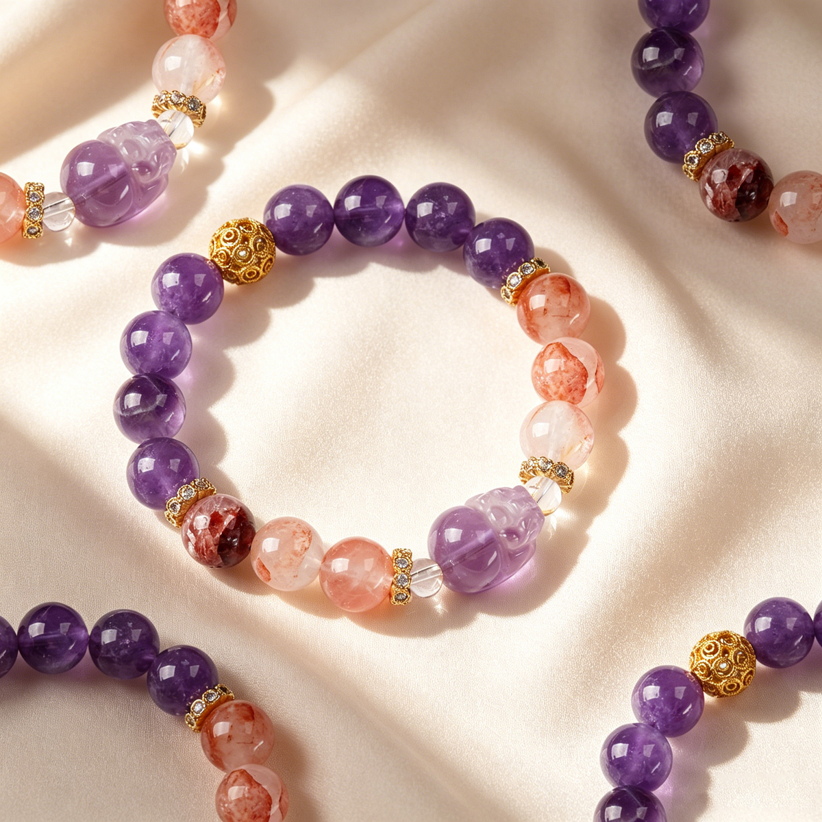 Natural Amethyst Beaded Bracelet