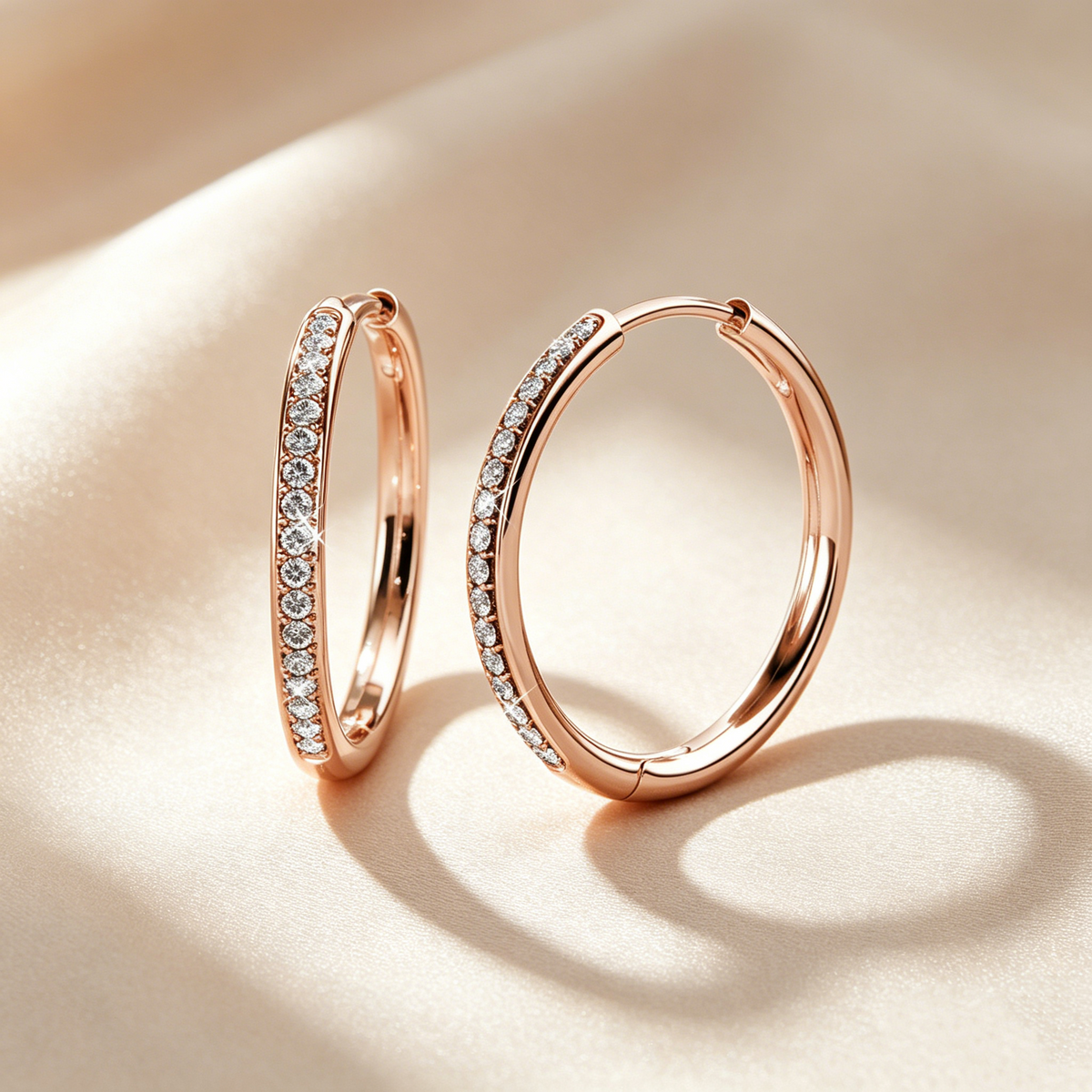 Radiant Line Pavé Hoop Earrings