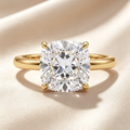 Cushion Cut Hidden Pavé Solitaire Ring