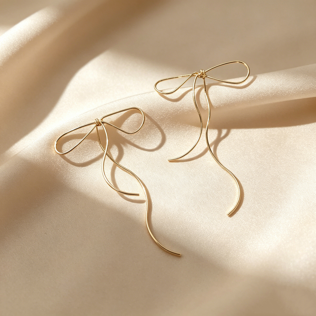 Minimalist Bow Tassel Earrings
