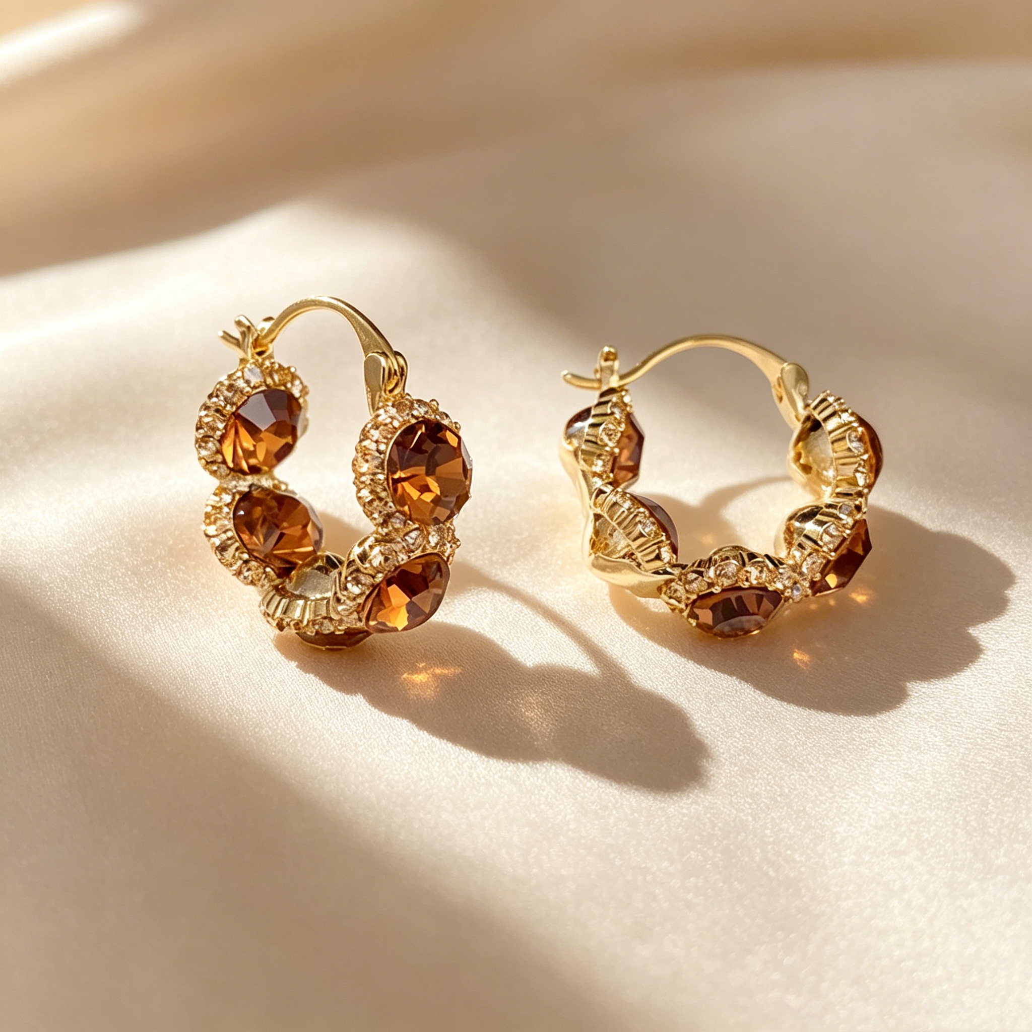 Colored Gem Pavé Hoop Earrings