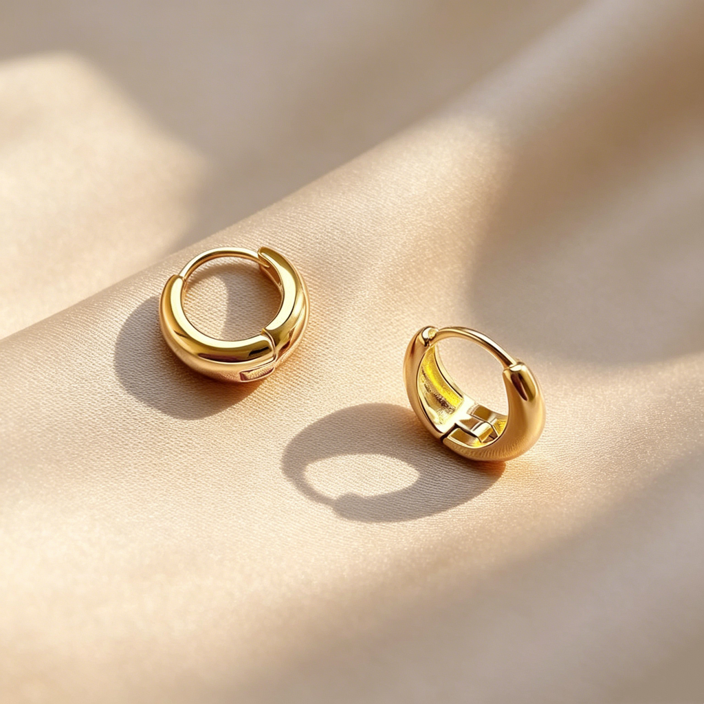 Minimal Polished Thick Hoop Earrings
