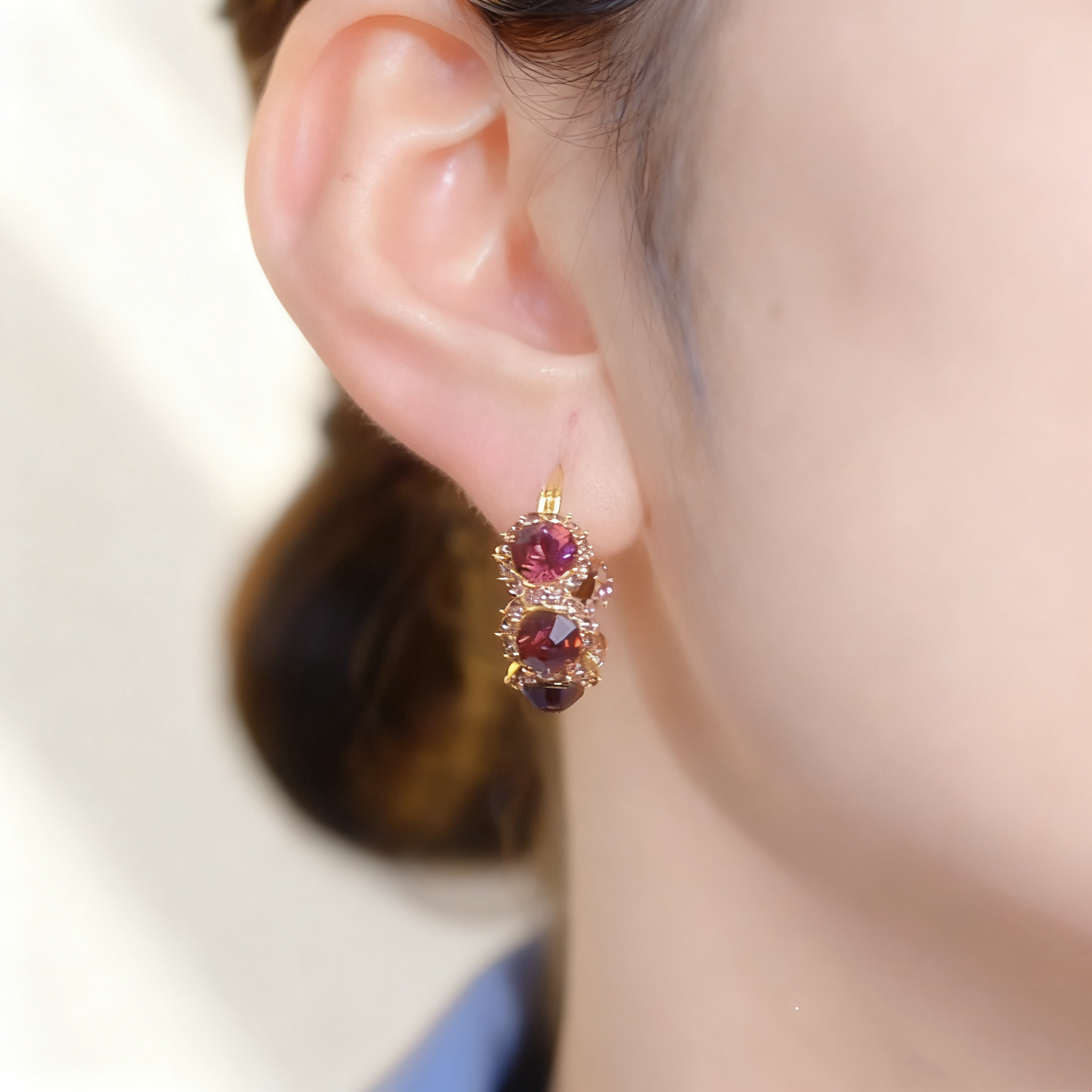 Wine-Red Floral Earrings
