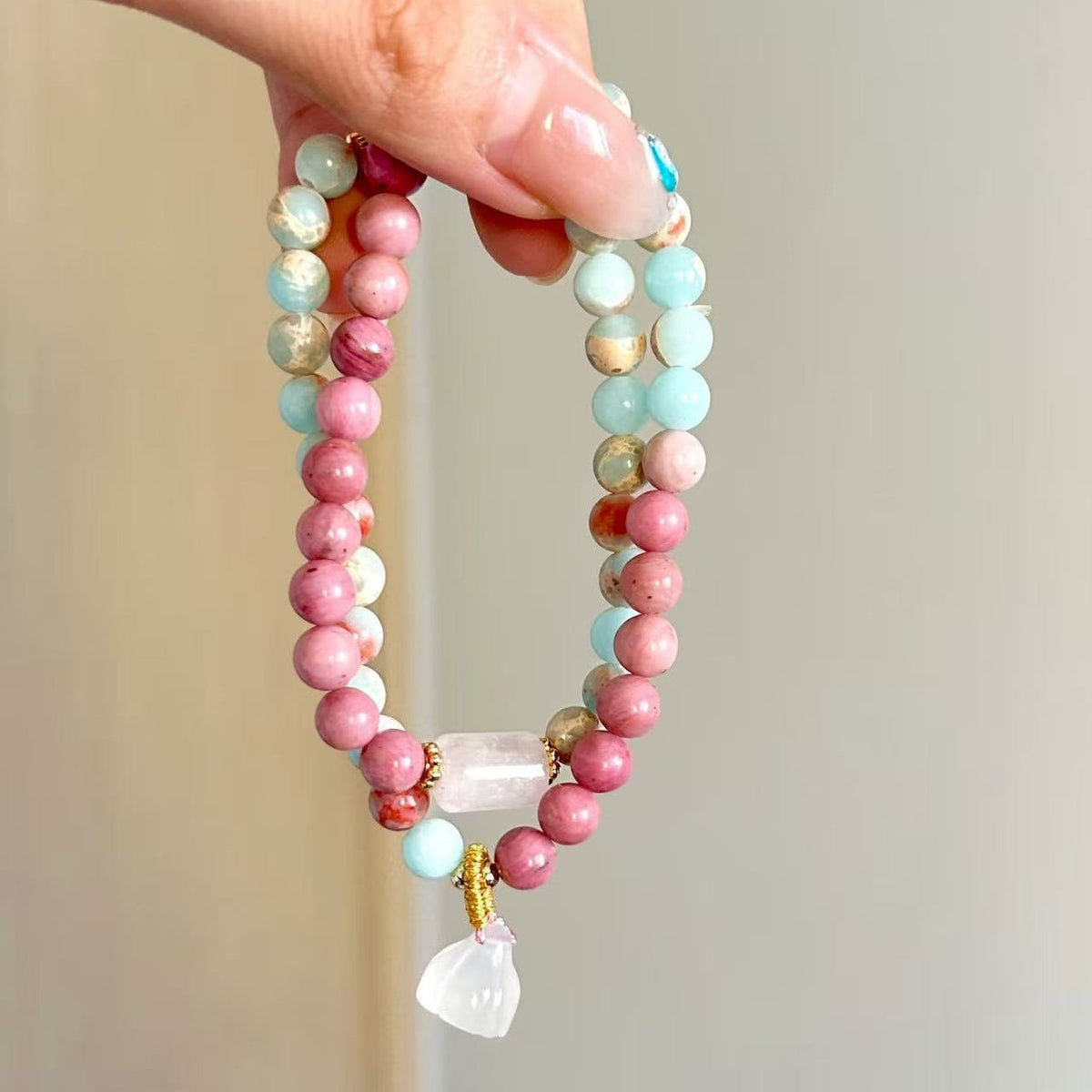 Pink Blue Stone Ballad Longevity Stone  Bracelet