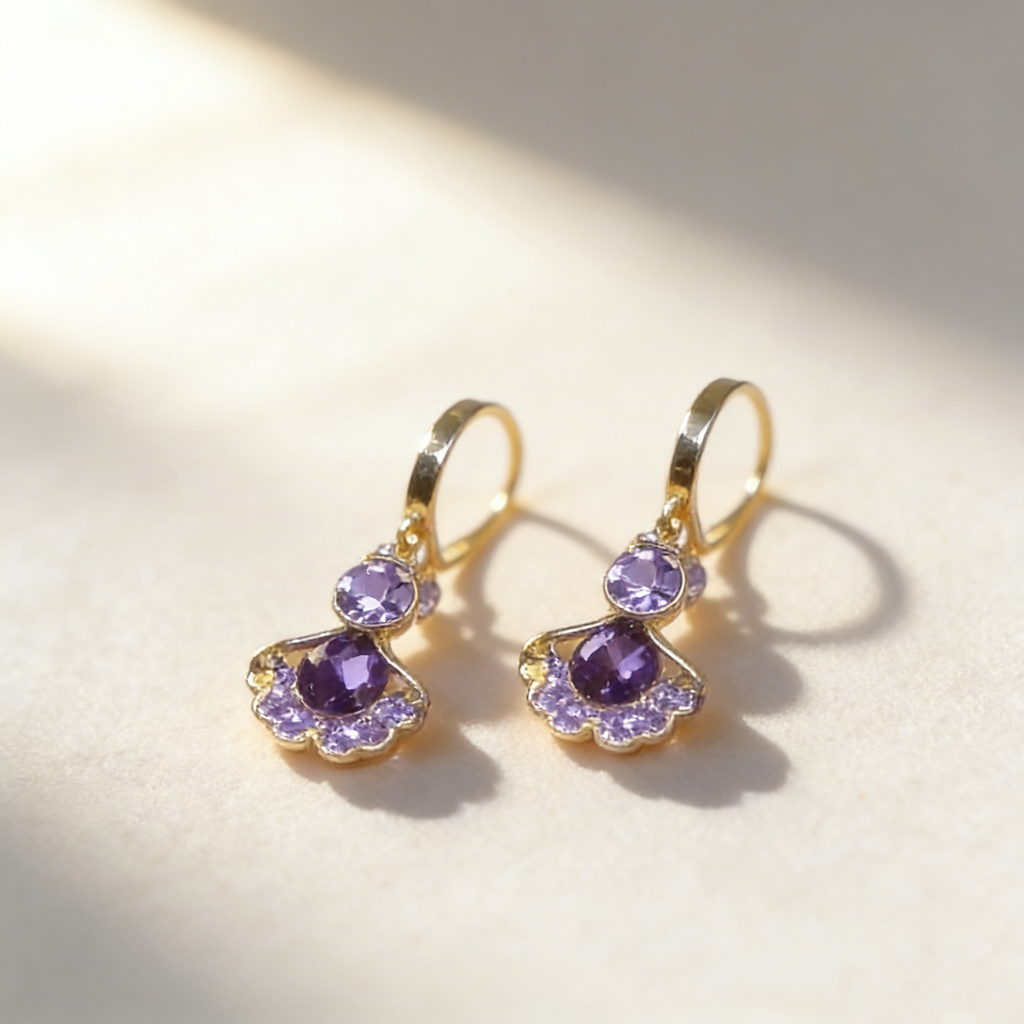 Amethyst Leaf Earrings