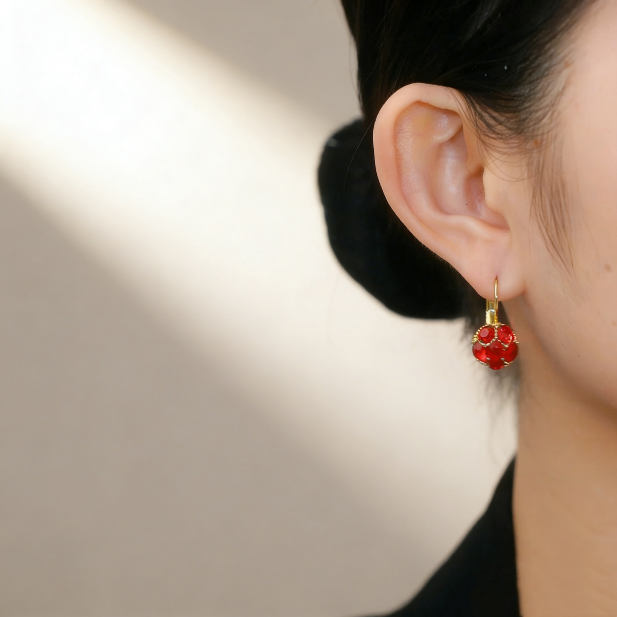 Ruby Ball Earrings