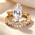 Marquise-cut two-piece ring set that can be stacked