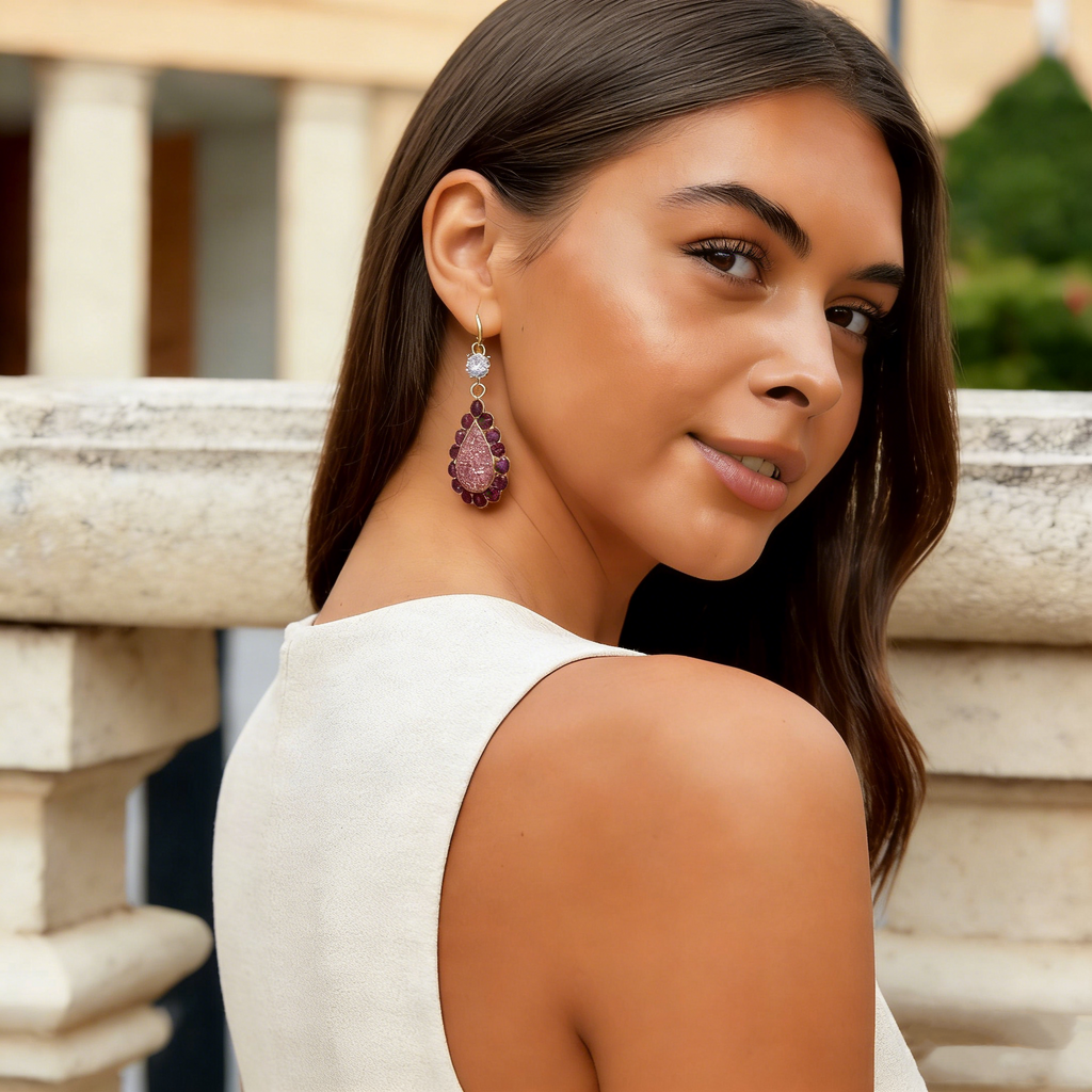 Timeless Elegance Purple Crystal Teardrop Earrings