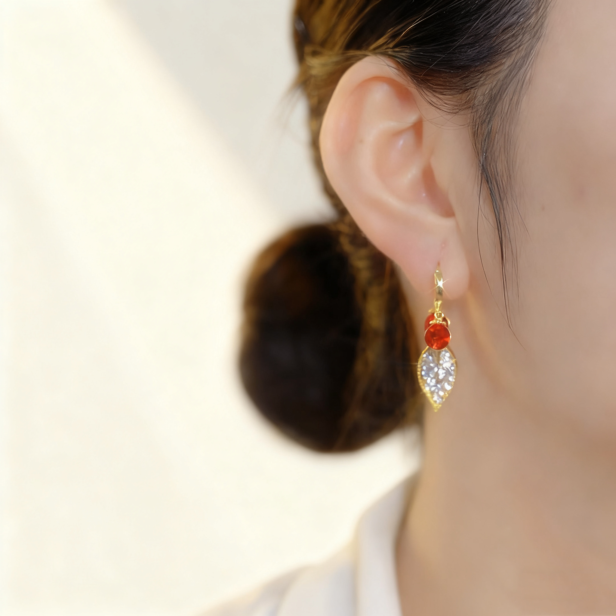 Leaf Ruby Earrings