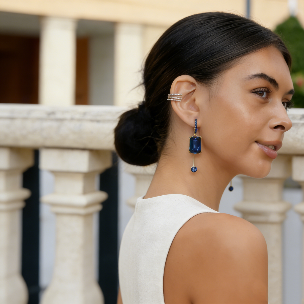 Elegant Blue Crystal Earrings
