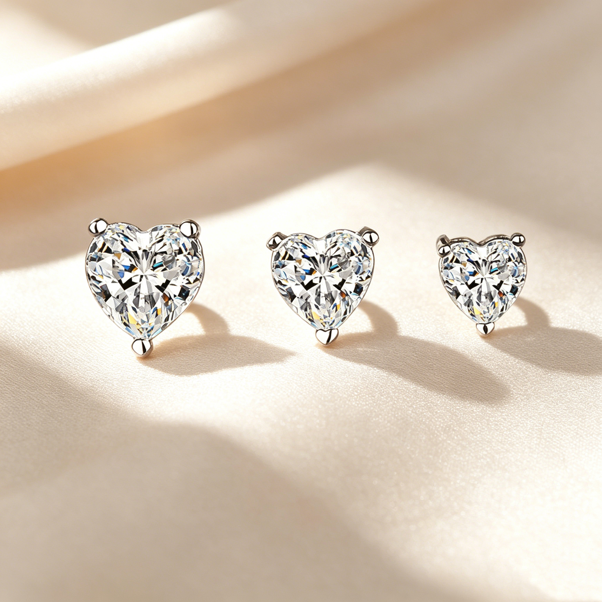 Heart Cut Moissanite Stud Earrings