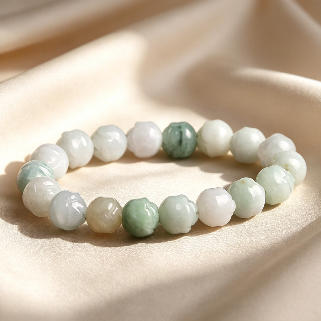 Natural Jadeite Rose Beaded Bracelet
